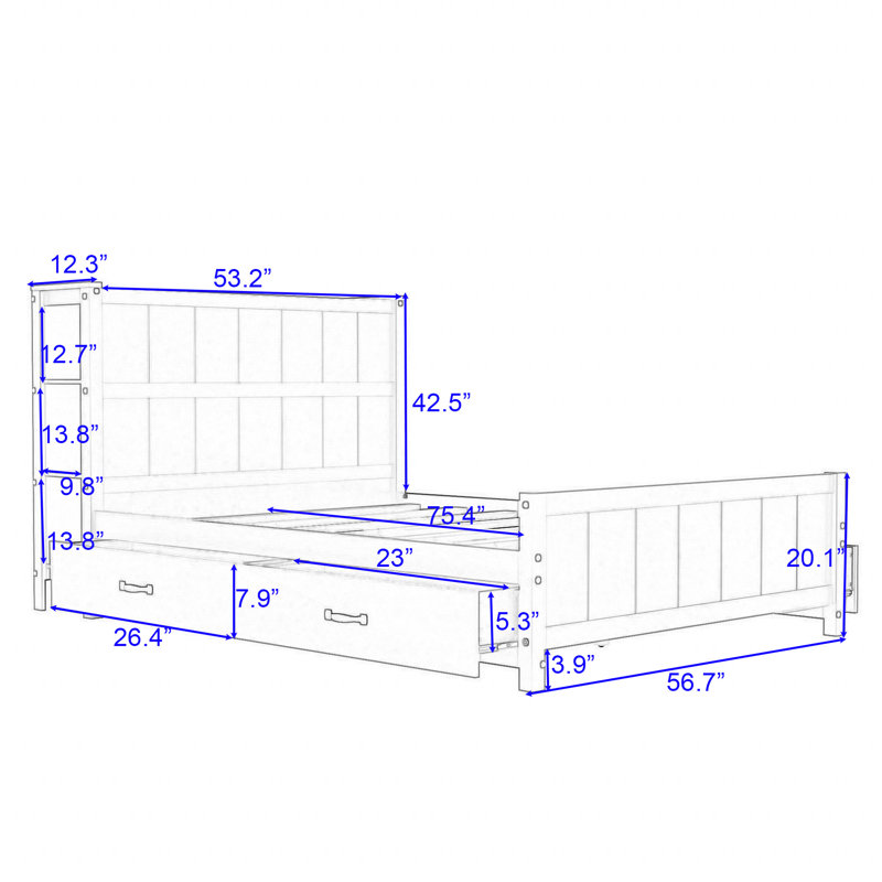 Red Barrel Studio® Dewsbury Full Size Wood Platform Bed with Drawers